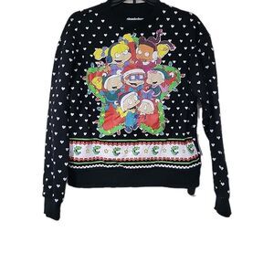 Nickelodeon Rugrats Christmas Sweater Pullover, Lights Broken- Black Size Small